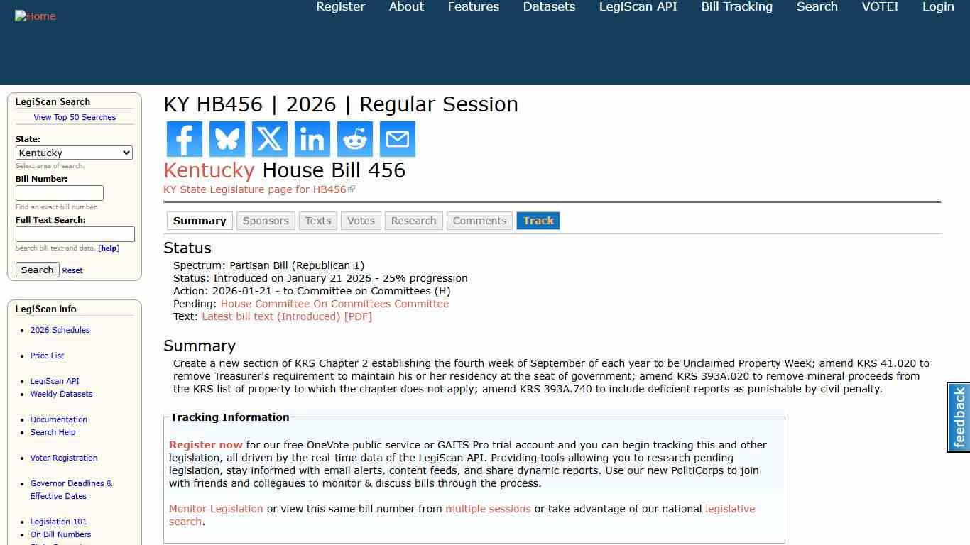 KY HB456 2026 Regular Session LegiScan